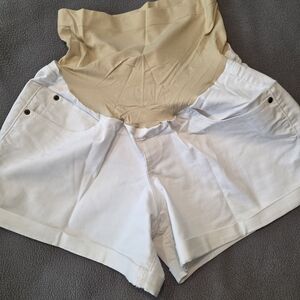 a:glow High Waist White and Tan Women's Shorts